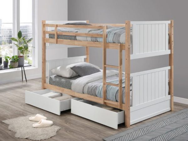 Myer Single Bunk Bed with Storage | Hardwood Frame